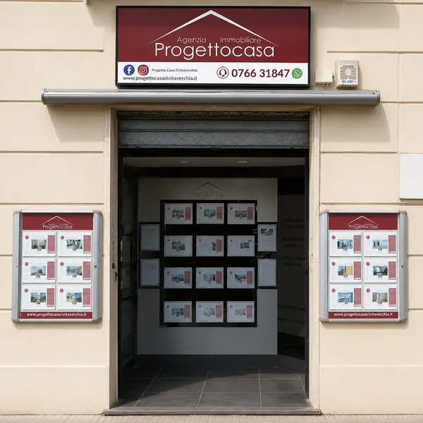 La vetrina dell'agenzia Progetto Casa in Via Roma a Civitavecchia